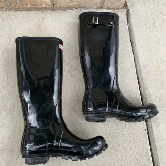 Black Gloss Hunter Rain Boots - Picture 4 of 7